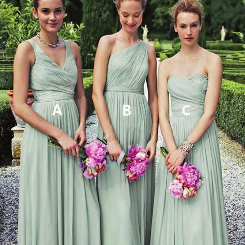A Line Long Cheap Mint Green Mismatched Bridesmaid Dresses Online, TYP1209