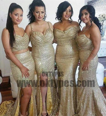 Gold Sequin Mismatches Bridesmaid Dresses, Cheap Popular Wedding Guest Dresses, TYP0649