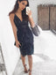 Sheath Spaghetti Straps Knee-Length Navy Blue Homecoming Dresses with Lace, TYP1992