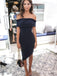 Chic Bodycon Off the Shoulder Navy Blue Elastic Satin Short Cheap Homecoming Dresses, TYP2033