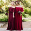 Off the Shoulder Burgundy Bridesmaid Dresses Cheap Long Bridesmaid Dresses, TYP1238