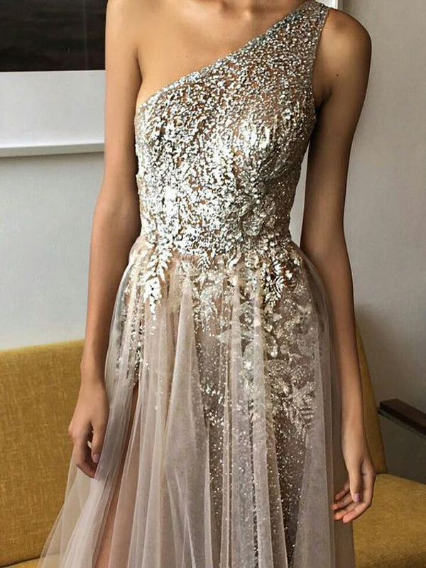 one shoulder prom dresses 2019 ONE SHOULDER A-LINE TULLE GOWN BY ANDREA & LEO COUTURE A1053 RED / 12