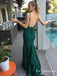 Green Lace Backless Long Cheap Mermaid Popular Prom Dresses, TYP1787
