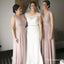 Newest V-neck A-line Pink Chiffon Long Cheap Bridesmaid Dresses, TYP1853