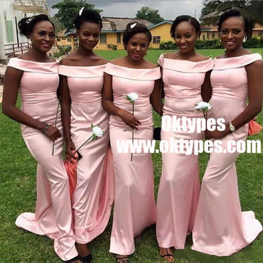 New Fashion Off-shoulder Pink Cheap Mermaid Simple Bridesmaid Dresses, TYP0832