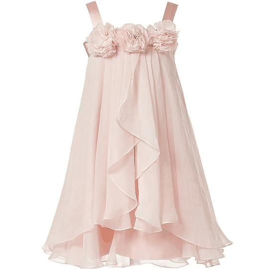 Pink Straps Zipper Up Flower Girl Dresses With Flower Appliques, TYP1152
