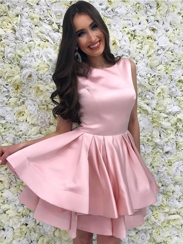 Cute Pink Bateau Simple Cheap Homecoming Dresses 2018, CM424 – Oktypes