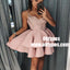 A-Line Spaghetti Straps Tiered Pink Satin Homecoming Dress with Sequins, TYP0921