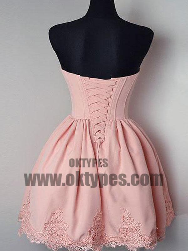 Cheap Short Simple Cute Sweetheart Pink Homecoming Dresses 2018, TYP0658