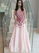 A-Line Strapless Pleated Pink Satin Prom Dresses with Appliques, TYP1292