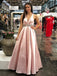 Charming Pink V-neck Long Cheap Prom Dresses With Beaded, TYP1602
