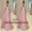 Pink Top Lace Appliques Spaghetti Strap Backless Tulle Prom Dresses, TYP0675