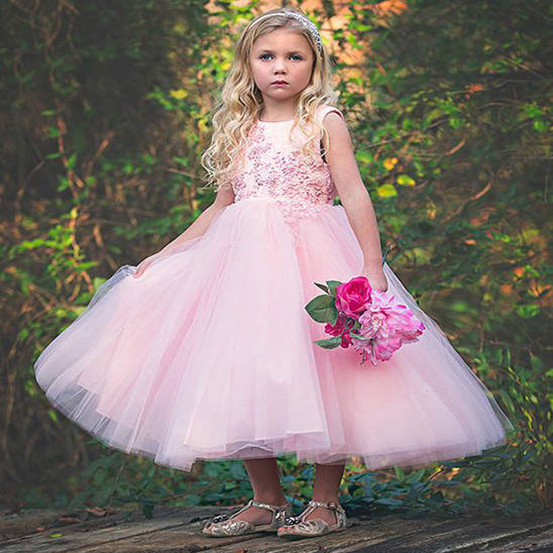 Angel Kisses Flower Girl Dress in Pink - Miele Moda Luxury Fashion