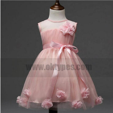 Lovely Beautiful Flower Girl Dresses, Cheap Little Girl Dresses with Handmade Flowers, TYP0829
