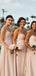 Sweetheart Charming Pink Chiffon A-line Long Cheap Bridesmaid Dresses, BDS0046