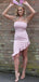 Simple Strapless Pink Elastic Silk Mermaid Cheap Short Homecoming Dresses, HDS0033
