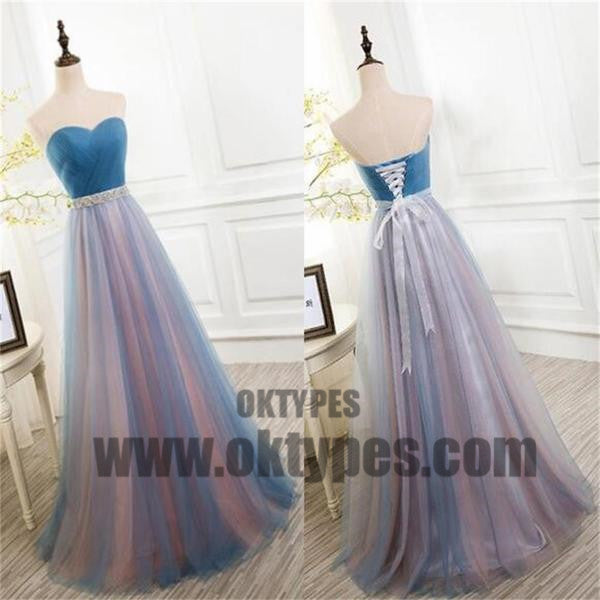 Long Floor Length Prom Dresses, Sweetheart Prom Dresses With Little Beading, Lace Up Prom Dresses, TYP0223