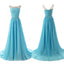 Long Floor Length Chiffon Prom Dresses, Beading Prom Dresses, Zipper Prom Dresses, Bateau Prom Dresses, TYP0242