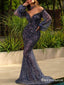 Off-The-Shoulder Long Sleeveless Hot Selling Sparkly Sequin Long Cheap Mermaid Evening Prom Dresses, TYP2103