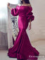 Off-The-Shoulder Charming Newest Long Sleeves Mermaid Long Cheap Evening Party Prom Dresses, PDS0026