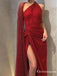 Hot Selling New Arrival Sparkly Red Sequin High Side Slit Long Cheap A-line Evening Prom Dresses, TYP2107