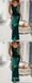 Green Spaghetti Strap Long Cheap Backless Occasion Prom Dresses, TYP1844