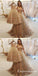 A Line Spaghetti Straps Champagne Prom Dresses With Appliques, TYP1821