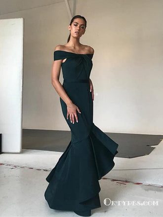 Unique Design Off Shoulder Teal Mermaid Gorgeous Long Prom Dresses, TYP1614