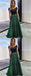 Off-shoulder Green Satin A-line Prom Dresses, Elegant Cheap Evening Dresses, TYP0747