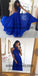 Blue Halter Chiffon Backless Prom Dresses, Charming and Lovely Prom Dresses, TYP0576