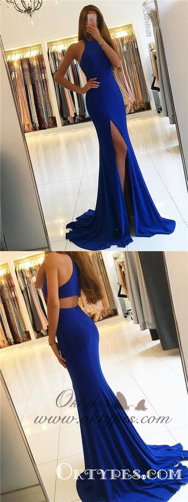 Royal Blue Sexy Split Mermaid Evening Prom Dresses, Sexy Party Prom Dresses, TYP1170