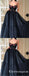 Black Tulle Spaghetti Straps Long Evening Gowns With Appliques Prom Dresses, TYP1700