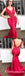 Mermaid V-Neck Lace Appliques Long Cheap Red Prom Dresses, TYP1794