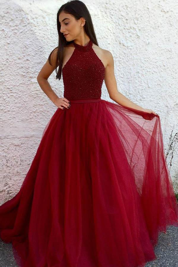 Red Long Floor Length Prom Dresses, Side Split Prom Dresses, Beading Prom Dresses, One-shoulder Prom Dresses, TYP0255
