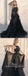 Mermaid Black Chiffon Sleeveless Prom Dress with Detachable Train Appliques, TYP1496
