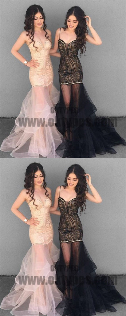 Sexy Mermaid Tulle Prom Dresses, See Through Prom Dresses, Popular Prom Dresses, TYP0700