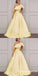 A-Line One Shoulder Sleeveless Yellow Long Prom Dresses With Ruffles, TYP1653