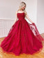Popular Red Tulle Lace Appliques Spaghetti Strap Long Cheap Formal Party Gowns  Prom Dresses, PDS0066