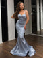 Newest Mermaid Spaghetti Strap Satin Evening Party Long Cheap Formal Prom Dresses, PDS0057