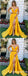 Sexy Deep V-Neck Long Cheap Split Yellow Prom Dresses with Beaded, TYP1681