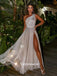 Elegant White One-shoulder Side-slit Long Prom Dresses, PDS0126