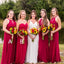 Red Chiffon Bridesmaid Dresses, A-line Cheap Long Bridesmaid Dresses, TYP1204