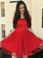 Simple Off-Shoulder Short Cheap Red Homecoming Party Dresses Online, TYP1085
