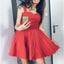 Simple Square Neck Red Tulle Short Homecoming Party Dresses, TYP1041