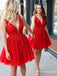 Charming V-Back Beading Belt Red Short Homecoming Dresses with Appliques, TYP2022