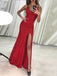 Sheath Scoop Sleeveless Red Lace Prom Dresses with Beading, TYP1340