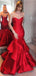 Sexy Red Satin Sweetheart lace Up Long Mermaid Prom Dresses, TYP1457