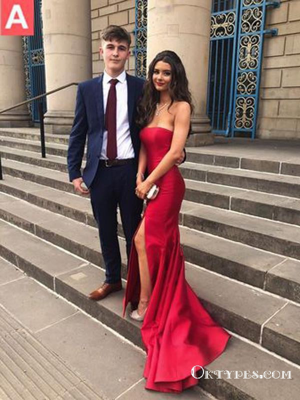 Simple Red Long Cheap Mermaid Strapless Prom Dresses Online, TYP1842 Oktypes Simple Red Long Cheap Mermaid Strapless Prom Dresses Online, TYP1842 Oktypes