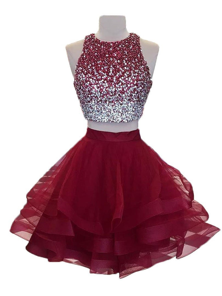 Two Piece Homecoming Dresses With Beaded, Charming Homecoming Dresses, TYP0762