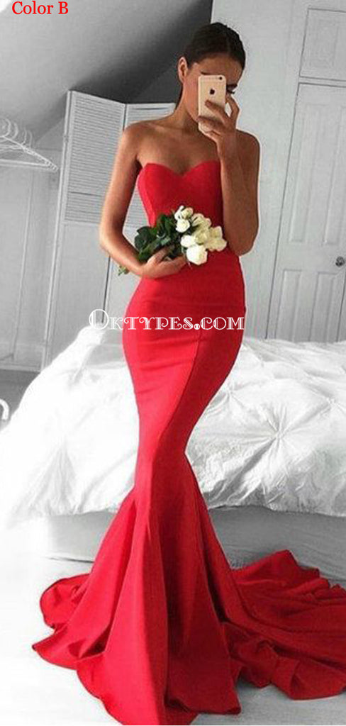 Strapless Maroon Mermaid Evening Prom Dresses, Long Simple Party Prom Dresses, PDS0089